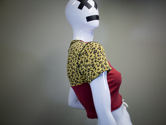 RED & CUSTARD LEOPARD - CROP TOP