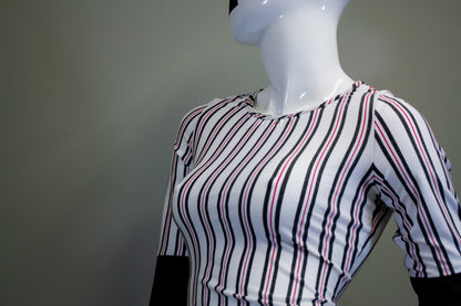 SIDE SLASH SHIRT - CHARCOAL, RED & WHITE STRIPES