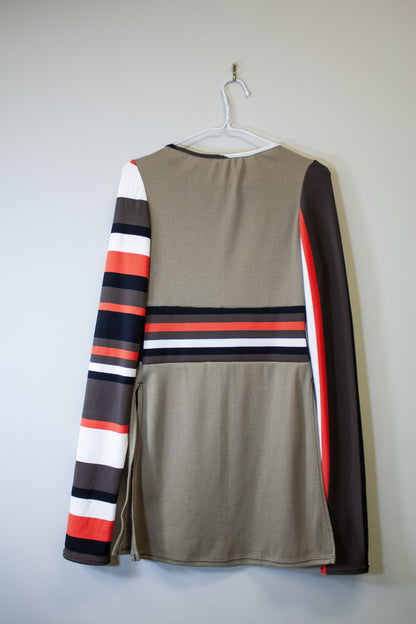 OLIVE + RETRO STRIPE SIDE SLASH SHIRT