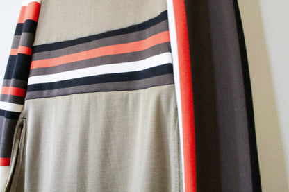 OLIVE + RETRO STRIPE SIDE SLASH SHIRT