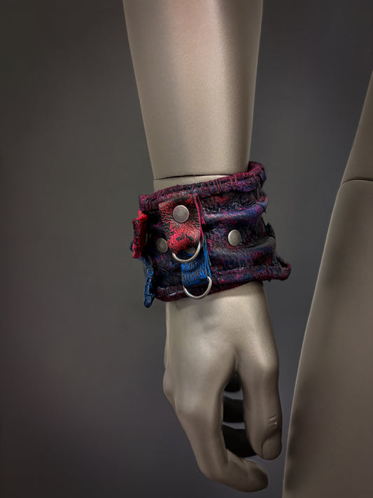 NEON NIGHT SHIFT - Leather Cuff in Pink + Blue