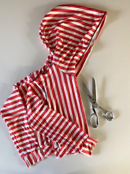 CANDY STRIPE CROPPED PULLOVER HOODIE