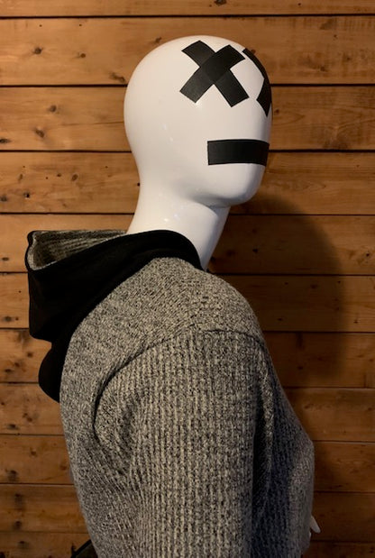 BLACK & GREIGE - CROPPED PULLOVER HOODIE